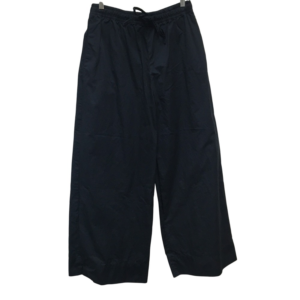 Zara Wide Leg Drawstring Pants Women's Medium Navy Minimalist Coastal